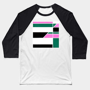 Inverted Pink Green Black Geometric Abstract Acrylic Painting II Baseball T-Shirt